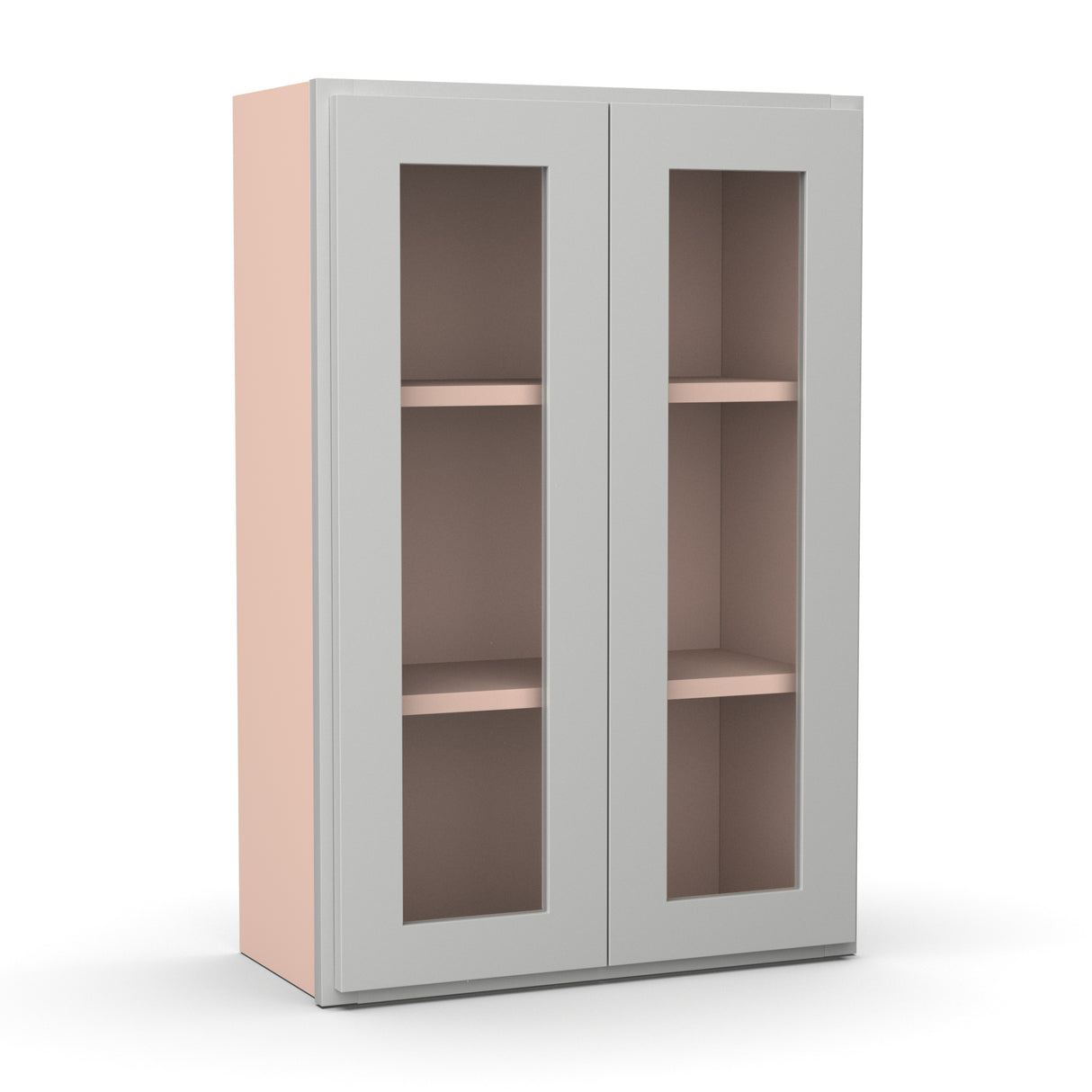 Liberty Shaker Ashen - 24 Inch Double Glass Door Wall Cabinet - 24" Width x 36" Height x 12" Depth