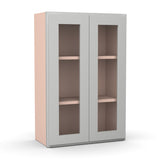 Liberty Shaker Ashen - 24 Inch Double Glass Door Wall Cabinet - 24" Width x 36" Height x 12" Depth