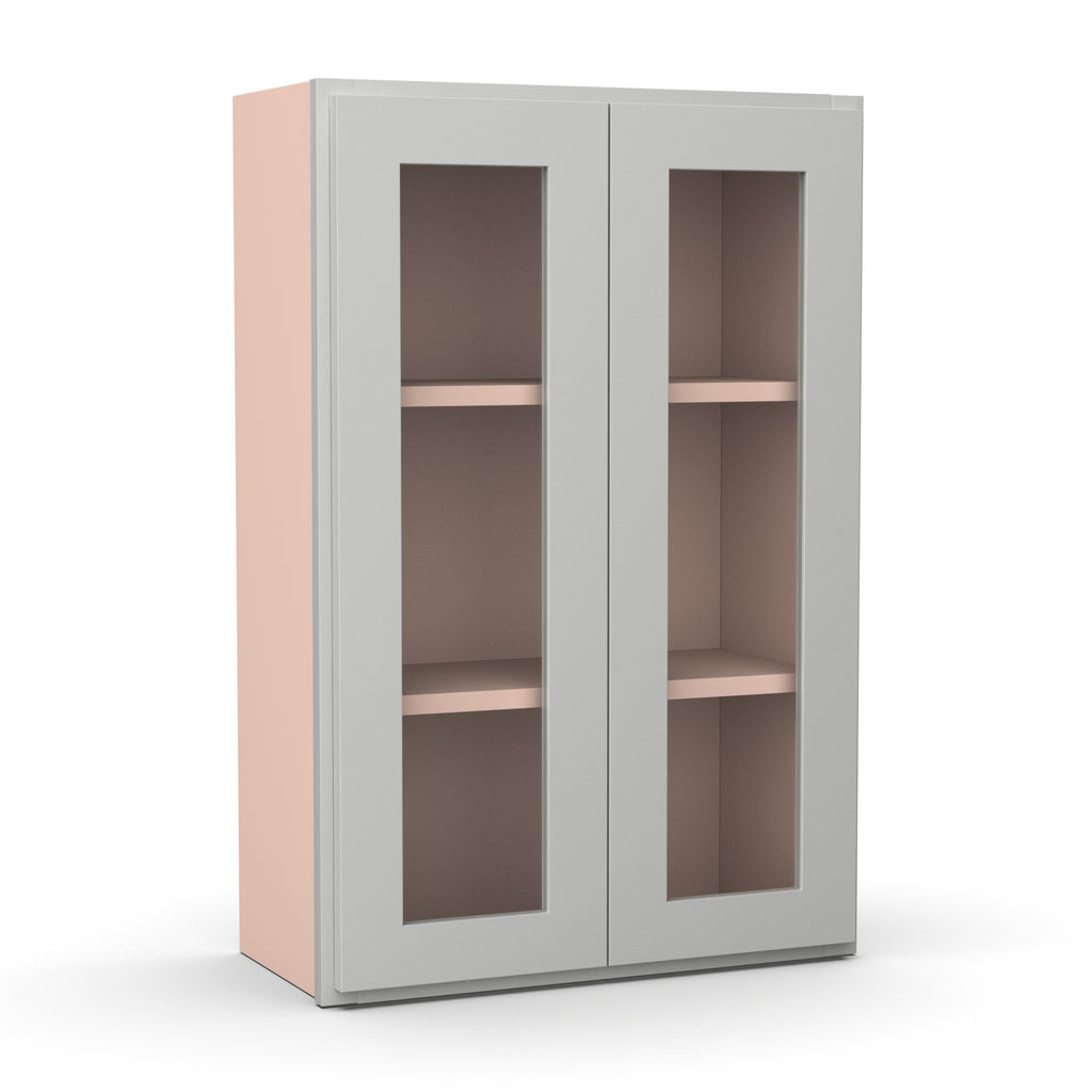 Liberty Shaker Ashen - 24 Inch Double Glass Door Wall Cabinet - 24