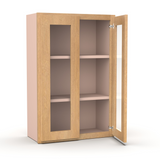 Liberty Shaker Karamel - 24 Inch Double Glass Door Wall Cabinet - 24" Width x 36" Height x 12" Depth