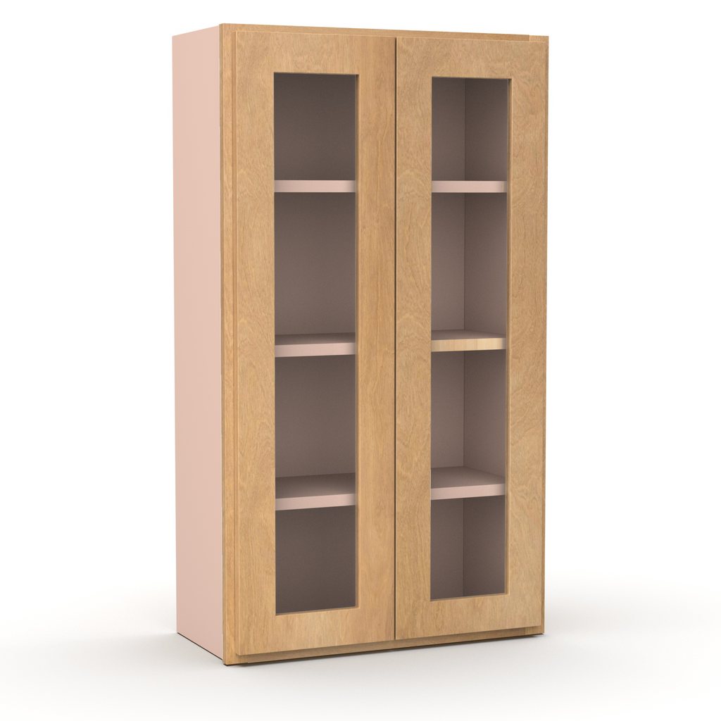 Liberty Shaker Karamel - 24 Inch Double Glass Door Wall Cabinet - 24