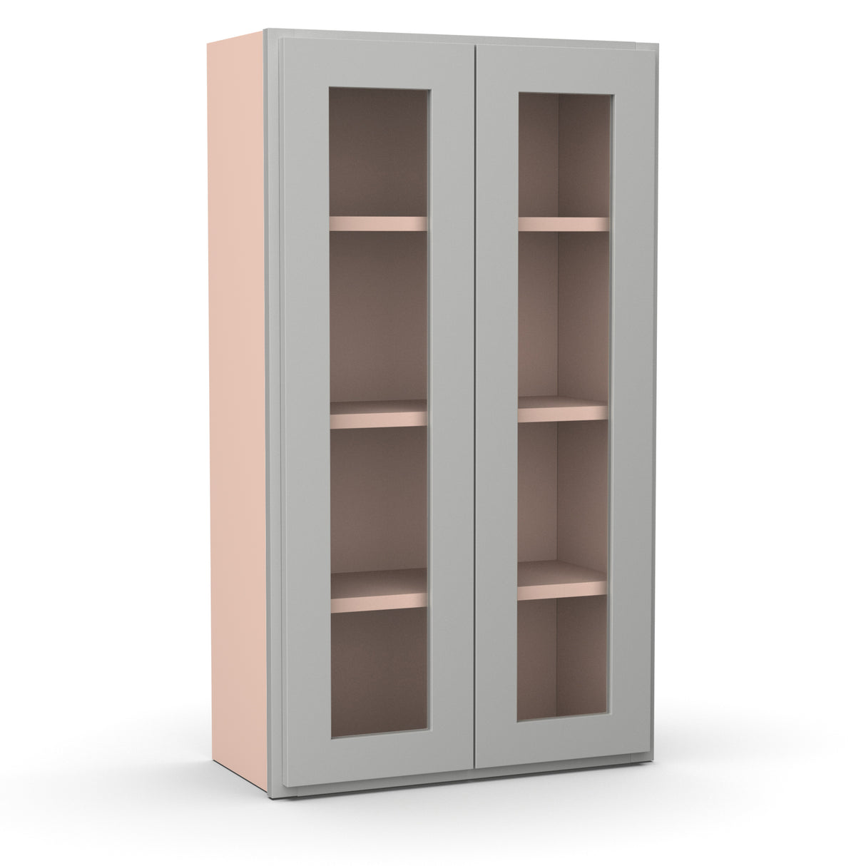 Liberty Shaker Ashen - 24 Inch Double Glass Door Wall Cabinet - 24" Width x 42" Height x 12" Depth