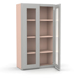 Liberty Shaker Ashen - 24 Inch Double Glass Door Wall Cabinet - 24" Width x 42" Height x 12" Depth