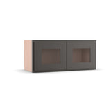 Liberty Shaker Grey - 27 Inch Double Glass Door Wall Cabinet - 27" Width x 12" Height x 12" Depth