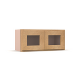 Liberty Shaker Karamel - 27 Inch Double Glass Door Wall Cabinet - 27" Width x 12" Height x 12" Depth