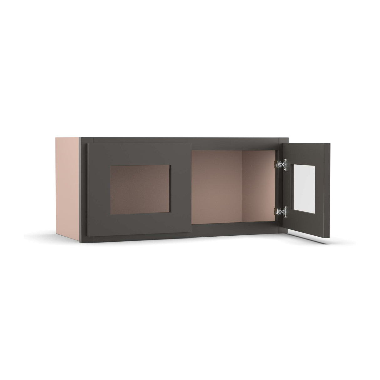 Liberty Shaker Grey - 27 Inch Double Glass Door Wall Cabinet - 27" Width x 12" Height x 12" Depth