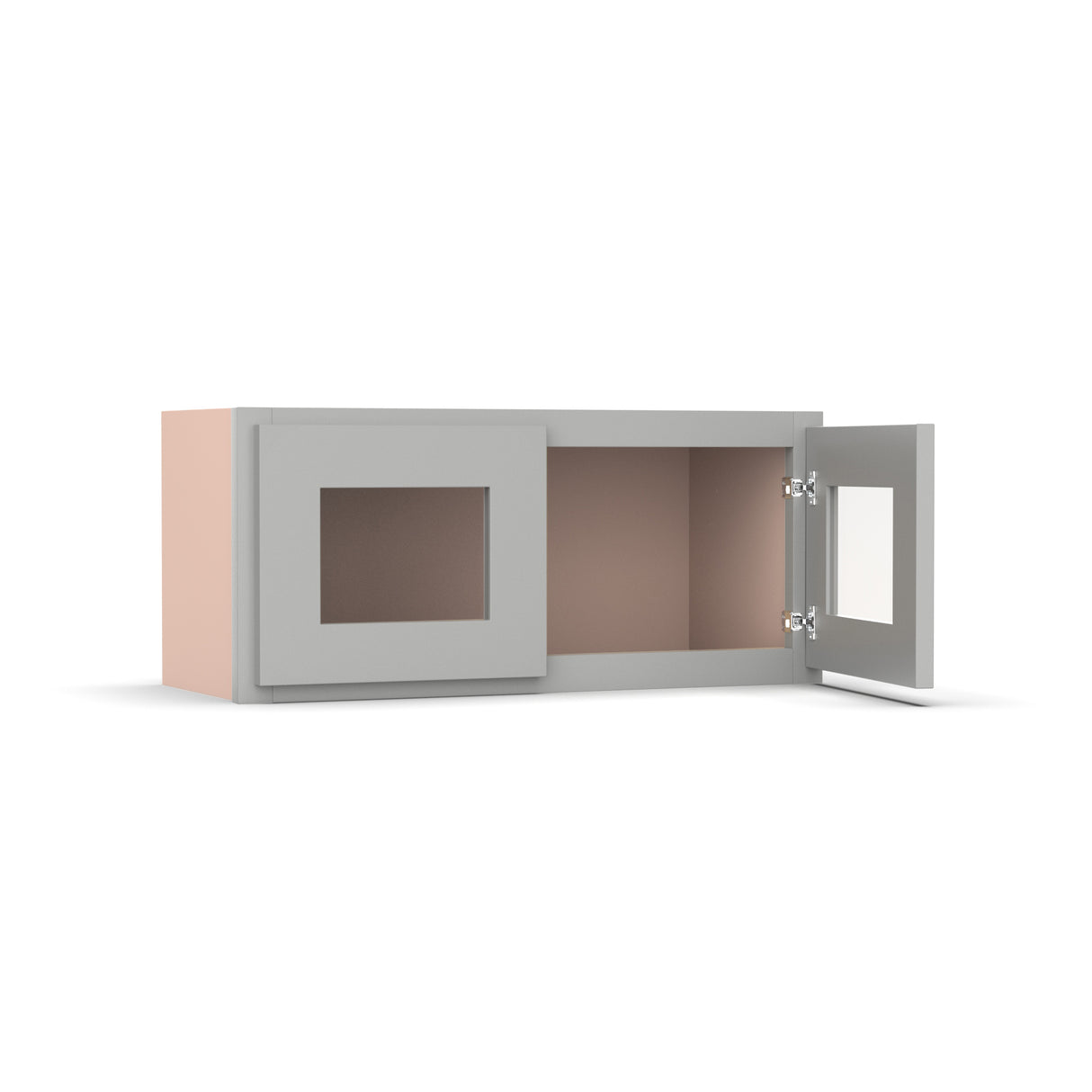 Liberty Shaker Ashen - 27 Inch Double Glass Door Wall Cabinet - 27" Width x 12" Height x 12" Depth