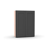 Liberty Shaker Grey - 27 Inch Height Double Door Wall Cabinet - 27" Width x 36" Height x 12" Depth