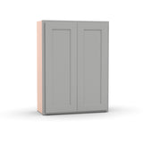 Liberty Shaker Ashen - 27 Inch Height Double Door Wall Cabinet - 27" Width x 36" Height x 12" Depth
