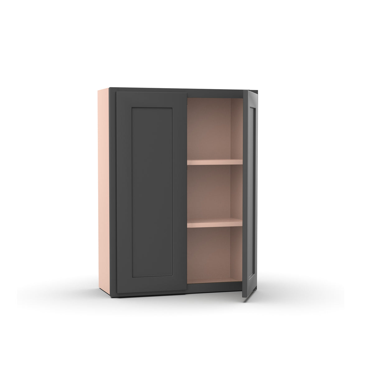 Liberty Shaker Grey - 27 Inch Height Double Door Wall Cabinet - 27" Width x 36" Height x 12" Depth