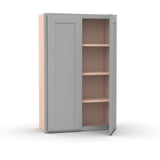 Liberty Shaker Ashen - 27 Inch Height Double Door Wall Cabinet - 27" Width x 42" Height x 12" Depth