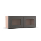 Liberty Shaker Grey - 30 Inch Double Glass Door Wall Cabinet - 30" Width x 12" Height x 12" Depth
