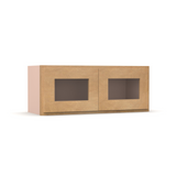 Liberty Shaker Karamel - 30 Inch Double Glass Door Wall Cabinet - 30" Width x 12" Height x 12" Depth