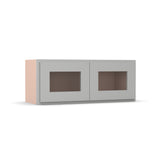 Liberty Shaker Ashen - 30 Inch Double Glass Door Wall Cabinet - 30" Width x 12" Height x 12" Depth