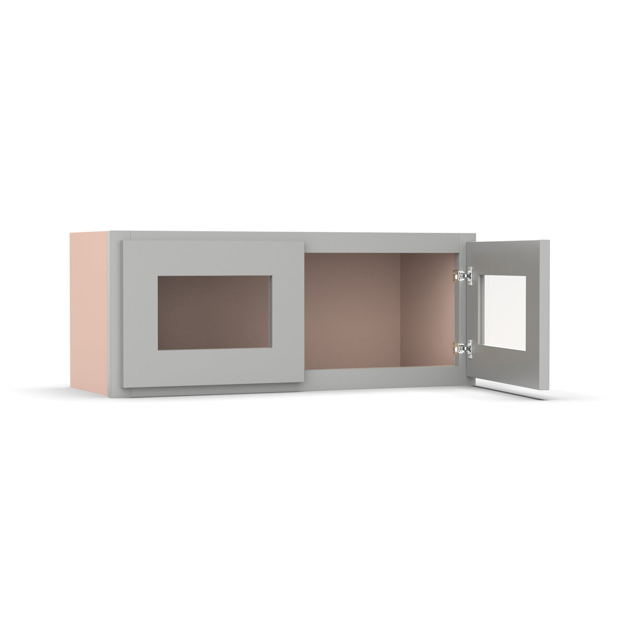 Liberty Shaker Ashen - 30 Inch Double Glass Door Wall Cabinet - 30" Width x 12" Height x 12" Depth