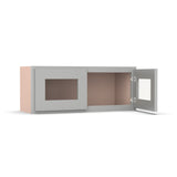 Liberty Shaker Ashen - 30 Inch Double Glass Door Wall Cabinet - 30" Width x 12" Height x 12" Depth