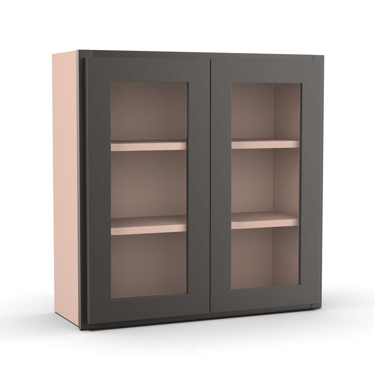 Liberty Shaker Grey - 30 Inch Double Glass Door Wall Cabinet - 30" Width x 30" Height x 12" Depth