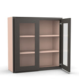 Liberty Shaker Grey - 30 Inch Double Glass Door Wall Cabinet - 30" Width x 30" Height x 12" Depth