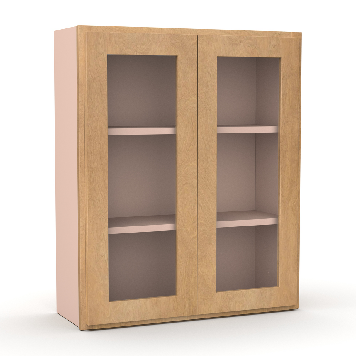 Liberty Shaker Karamel - 30 Inch Double Glass Door Wall Cabinet - 30" Width x 36" Height x 12" Depth