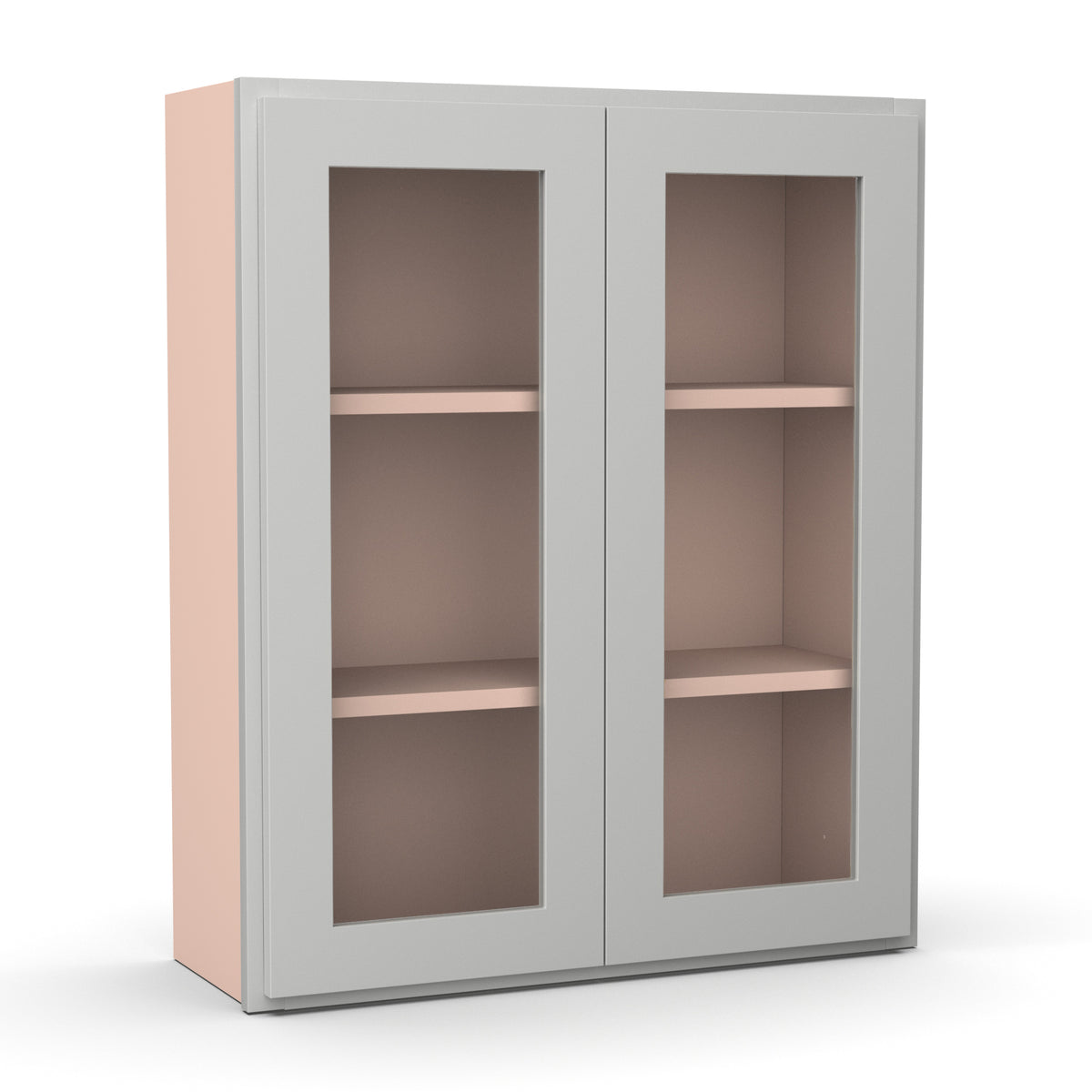 Liberty Shaker Ashen - 30 Inch Double Glass Door Wall Cabinet - 30" Width x 36" Height x 12" Depth