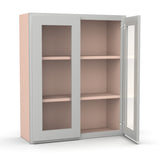 Liberty Shaker Ashen - 30 Inch Double Glass Door Wall Cabinet - 30" Width x 36" Height x 12" Depth