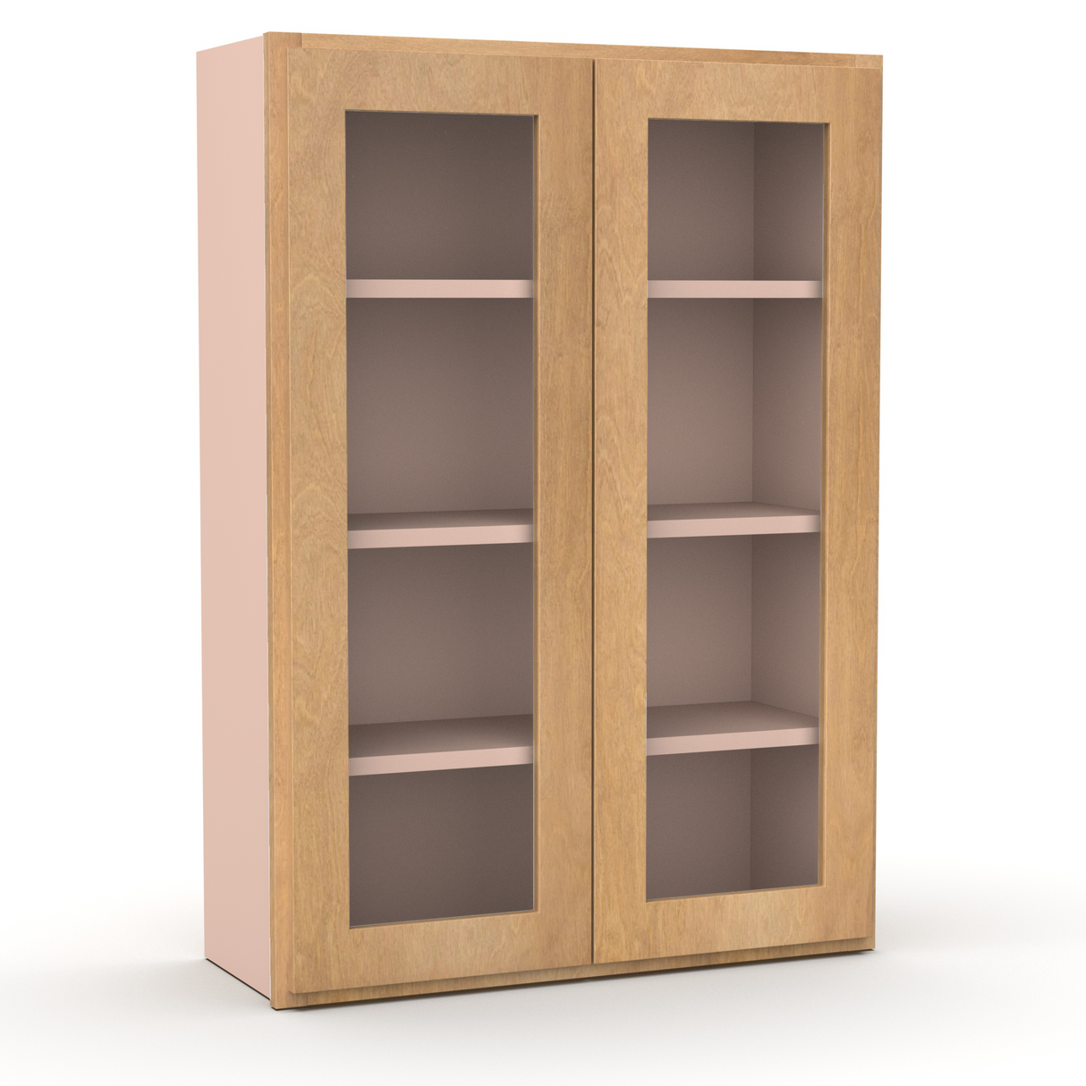 Liberty Shaker Karamel - 30 Inch Double Glass Door Wall Cabinet - 30" Width x 42" Height x 12" Depth