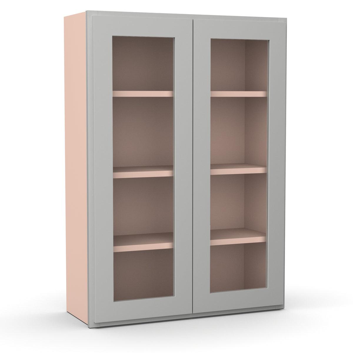 Liberty Shaker Ashen - 30 Inch Double Glass Door Wall Cabinet - 30" Width x 42" Height x 12" Depth