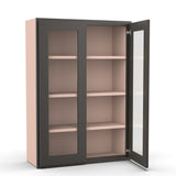 Liberty Shaker Grey - 30 Inch Double Glass Door Wall Cabinet - 30" Width x 42" Height x 12" Depth