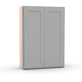 Liberty Shaker Ashen - 30 Inch Height Double Door Wall Cabinet - 30" Width x 42" Height x 12" Depth