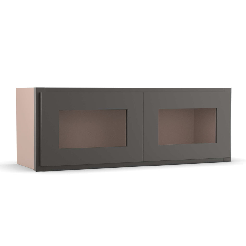 Liberty Shaker Grey - 33 Inch Double Glass Door Wall Cabinet - 33