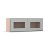 Liberty Shaker Ashen - 33 Inch Double Glass Door Wall Cabinet - 33" Width x 12" Height x 12" Depth