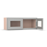 Liberty Shaker Ashen - 33 Inch Double Glass Door Wall Cabinet - 33" Width x 12" Height x 12" Depth