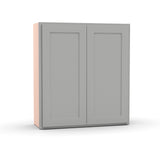 Liberty Shaker Ashen - 33 Inch Height Double Door Wall Cabinet - 33" Width x 36" Height x 12" Depth