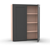 Liberty Shaker Grey - 33 Inch Height Double Door Wall Cabinet - 33" Width x 42" Height x 12" Depth