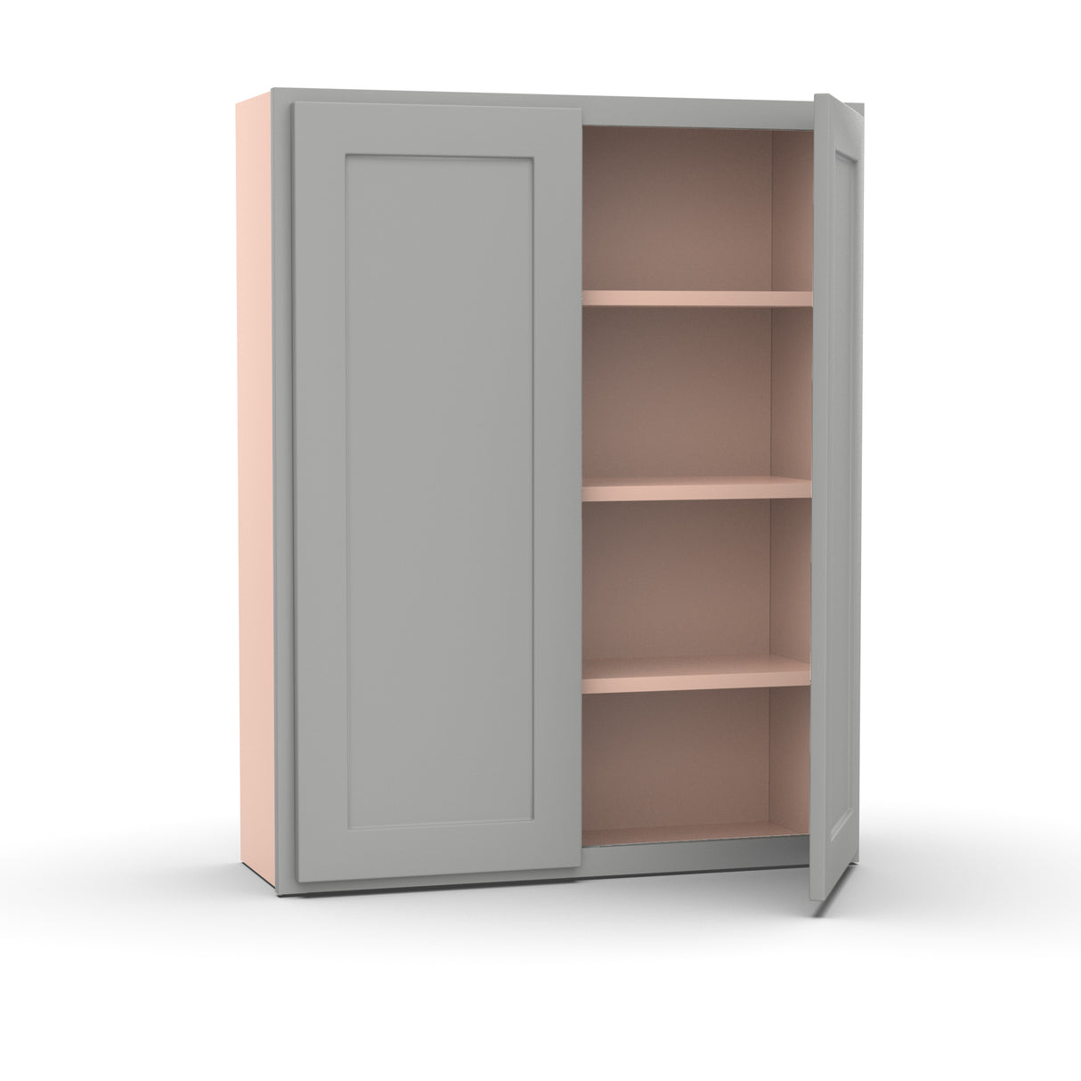 Liberty Shaker Ashen - 33 Inch Height Double Door Wall Cabinet - 33" Width x 42" Height x 12" Depth