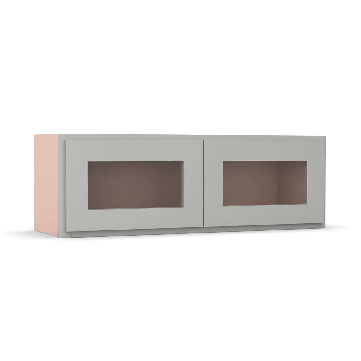 Liberty Shaker Ashen - 36 Inch Double Glass Door Wall Cabinet - 36" Width x 12" Height x 12" Depth