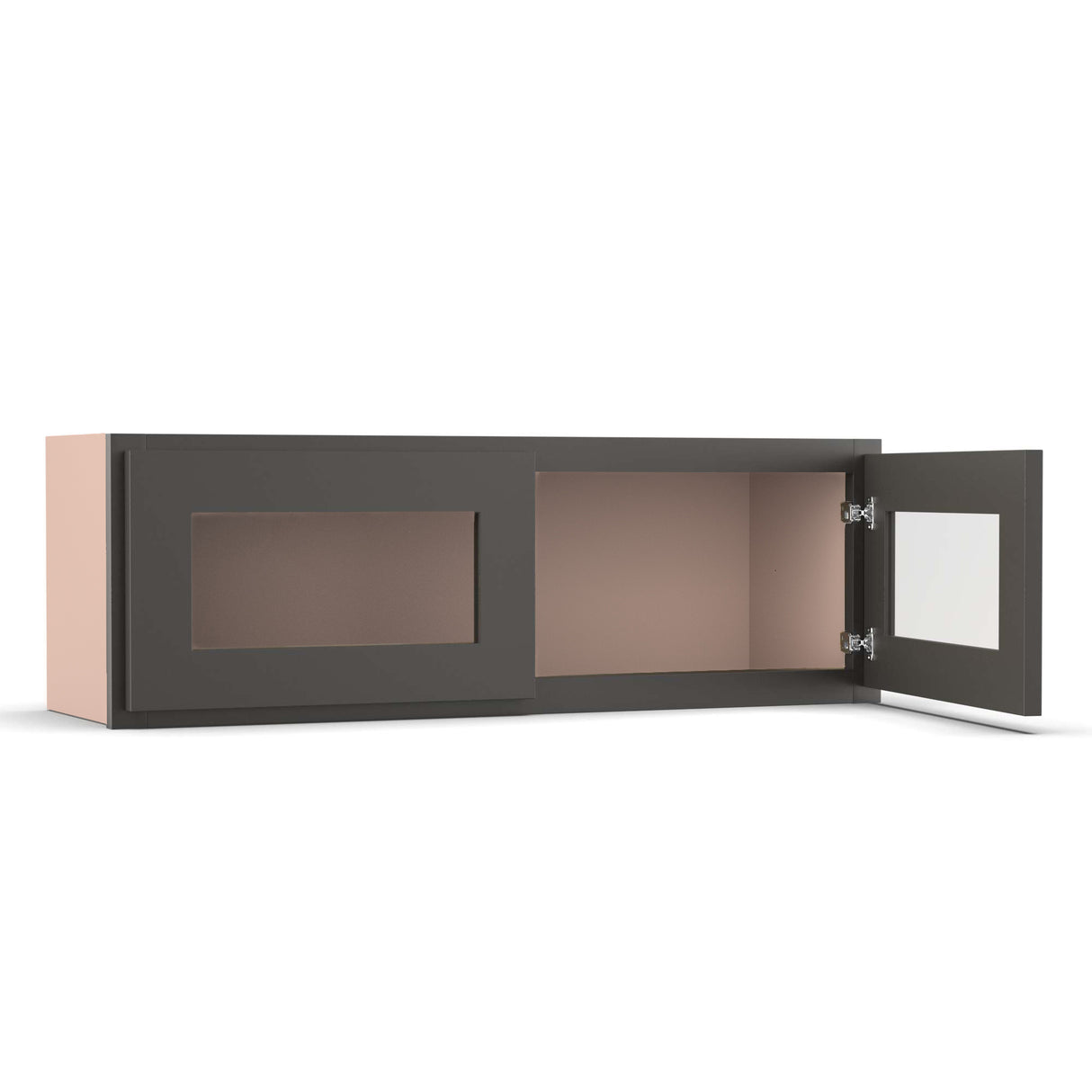 Liberty Shaker Grey - 36 Inch Double Glass Door Wall Cabinet - 36" Width x 12" Height x 12" Depth