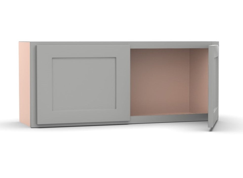 Liberty Shaker Ashen - 36 Inch Height Double Door Wall Cabinet - 36" Width x 12" Height x 12" Depth