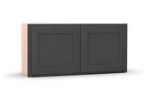 Liberty Shaker Grey - 36 Inch Height Double Door Wall Cabinet - 36" Width x 15" Height x 12" Depth