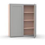 Liberty Shaker Ashen - 36 Inch Height Double Door Wall Cabinet - 36" Width x 42" Height x 12" Depth