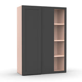 Liberty Shaker Grey - 30x42 Inch Wall Blind Corner Wall Cabinet - 30" Width x 42" Height x 12" Depth