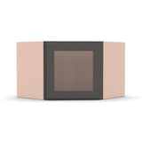 Liberty Shaker Grey - 24 Inch Diagonal Corner Glass Door Wall Cabinet - 24" Width x 12" Height x 12" Depth