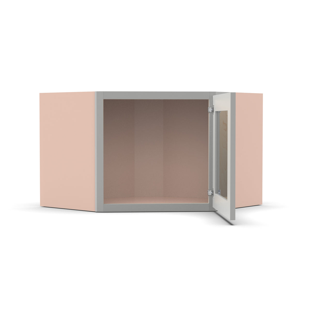 Liberty Shaker Ashen - 24 Inch Diagonal Corner Glass Door Wall Cabinet - 24" Width x 12" Height x 12" Depth