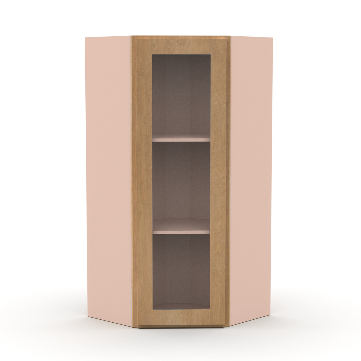 Liberty Shaker Karamel - 24 Inch Diagonal Corner Glass Door Wall Cabinet - 24" Width x 30" Height x 12" Depth