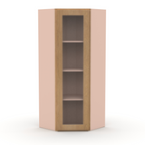 Liberty Shaker Karamel - 24 Inch Diagonal Corner Glass Door Wall Cabinet - 24" Width x 42" Height x 12" Depth