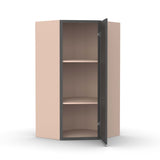 Liberty Shaker Grey - 27 Inch Diagonal Corner Wall Cabinet - 27" Width x 36" Height x 15" Depth
