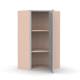 Liberty Shaker Ashen - 27 Inch Diagonal Corner Wall Cabinet - 27" Width x 36" Height x 15" Depth