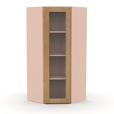 Liberty Shaker Karamel - 27 Inch Diagonal Corner Glass Door Wall Cabinet - 27" Width x 42" Height x 15" Depth