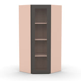 Liberty Shaker Grey - 27 Inch Diagonal Corner Wall Cabinet - 27" Width x 42" Height x 15" Depth