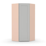 Liberty Shaker Ashen - 27 Inch Diagonal Corner Wall Cabinet - 27" Width x 42" Height x 15" Depth
